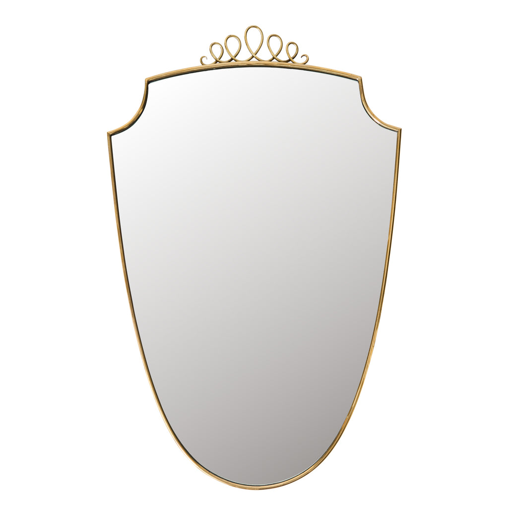 Italian Brass Shield Mirror - 1950s