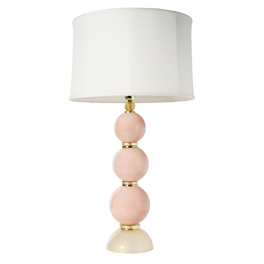 Opaque Blush Pink Murano Ball and Glass Bead Lamps