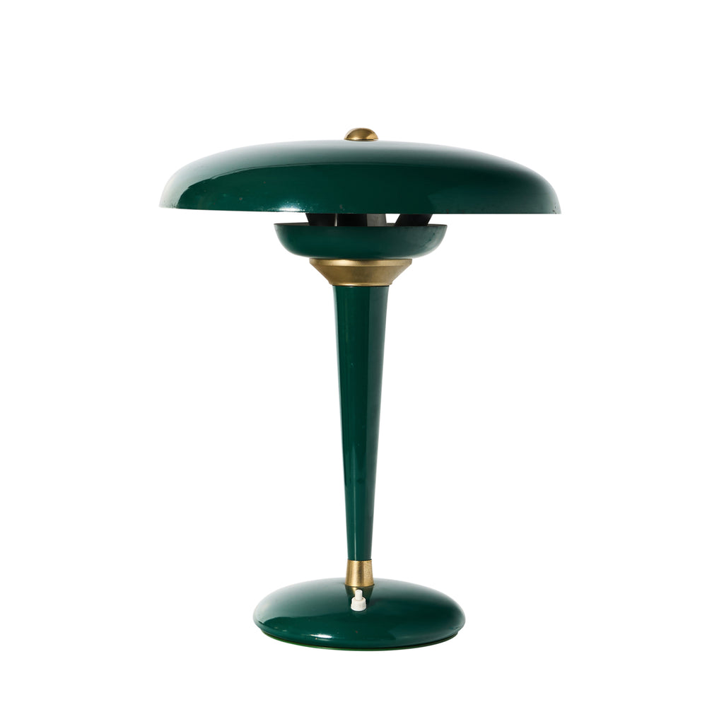 Italian Green Enamel and Brass Desk Lamp