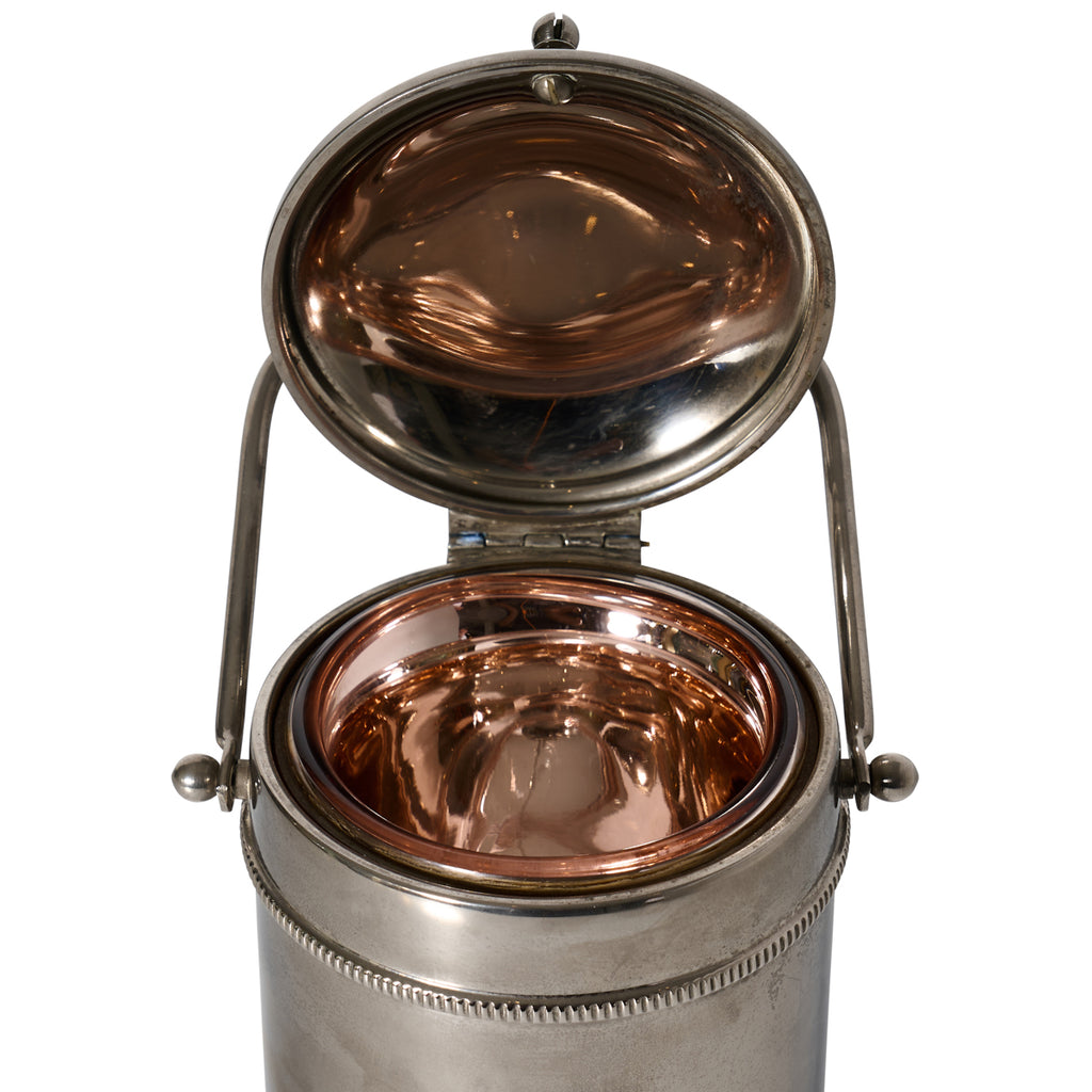 1940s Pink Mercury Glass Ice Bucket.
