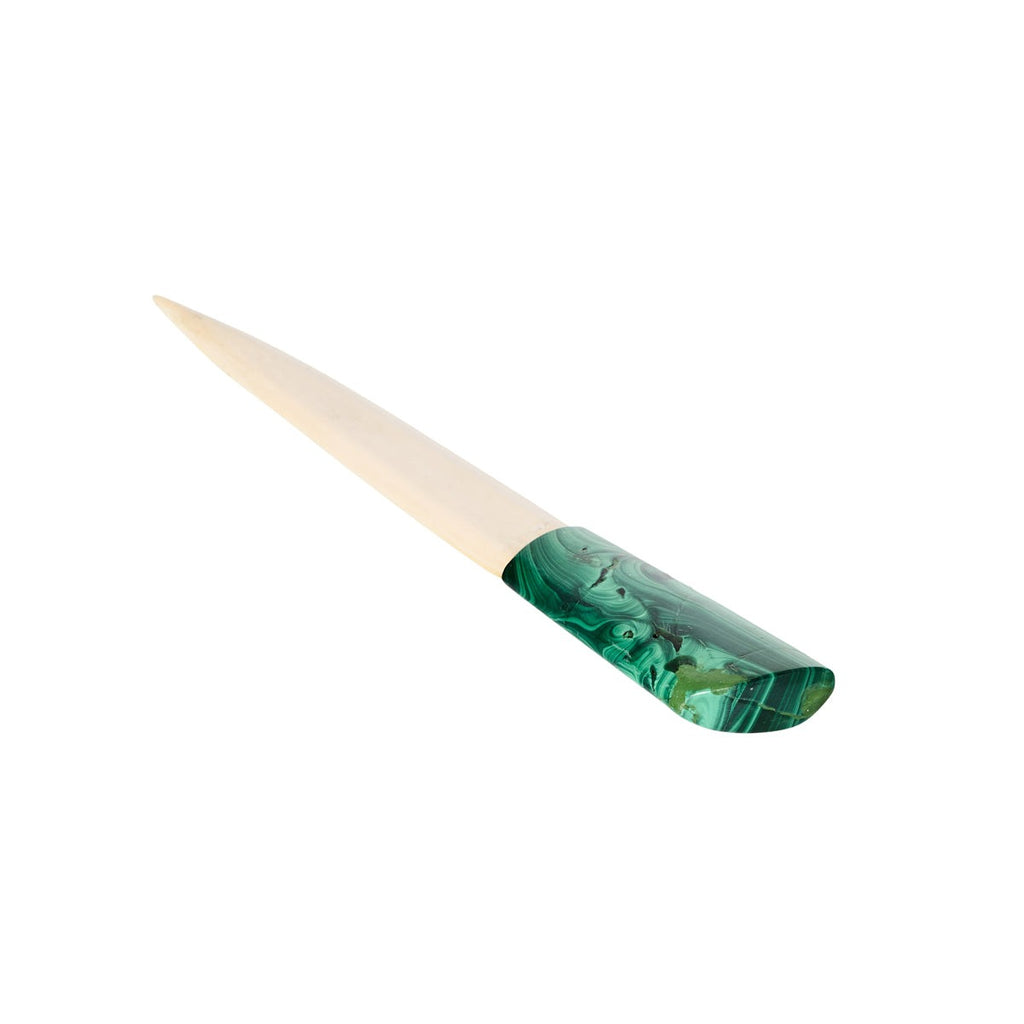 Vintage Malachite and Ivory Letter Opener