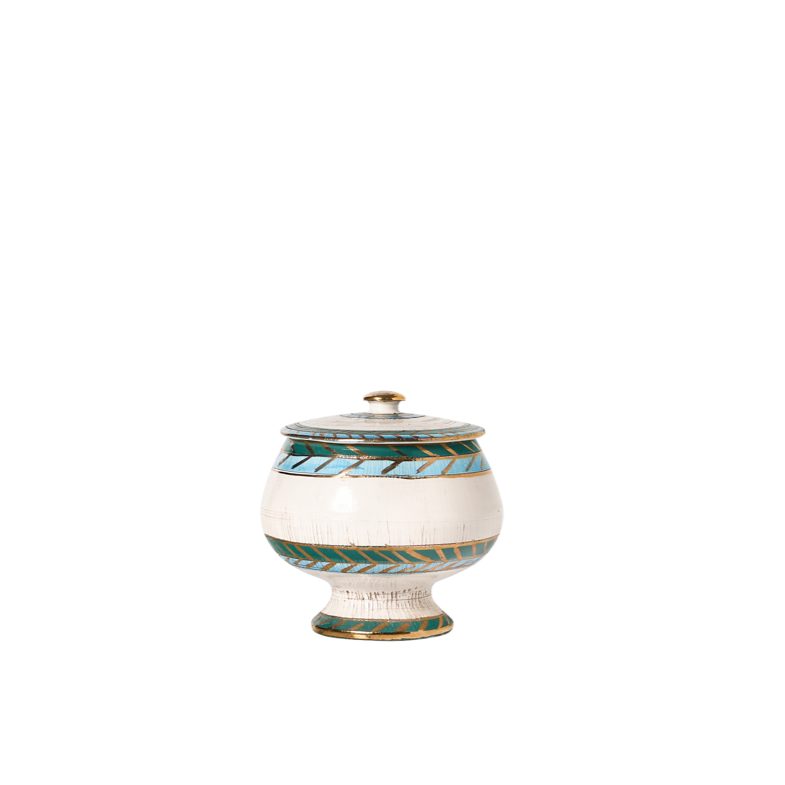 Aldo Londi Bitossi Blue, Green, Teal and Gold Seta Vessel