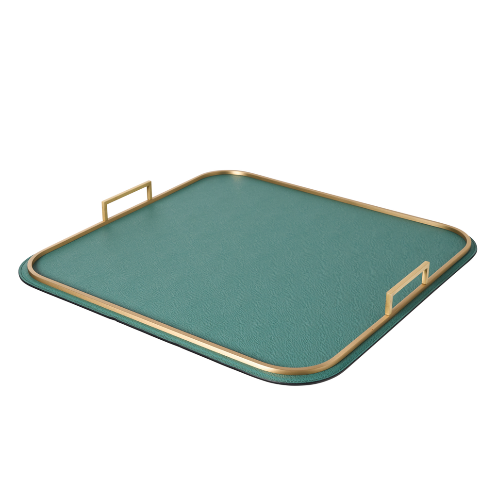 Square Bellini Leather Tray by Giobagnara