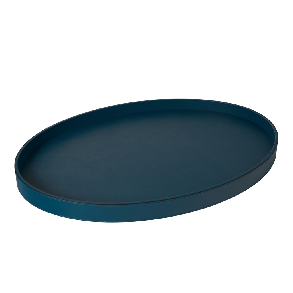 Italian Leather Polo Oval Tray by Giobagnara