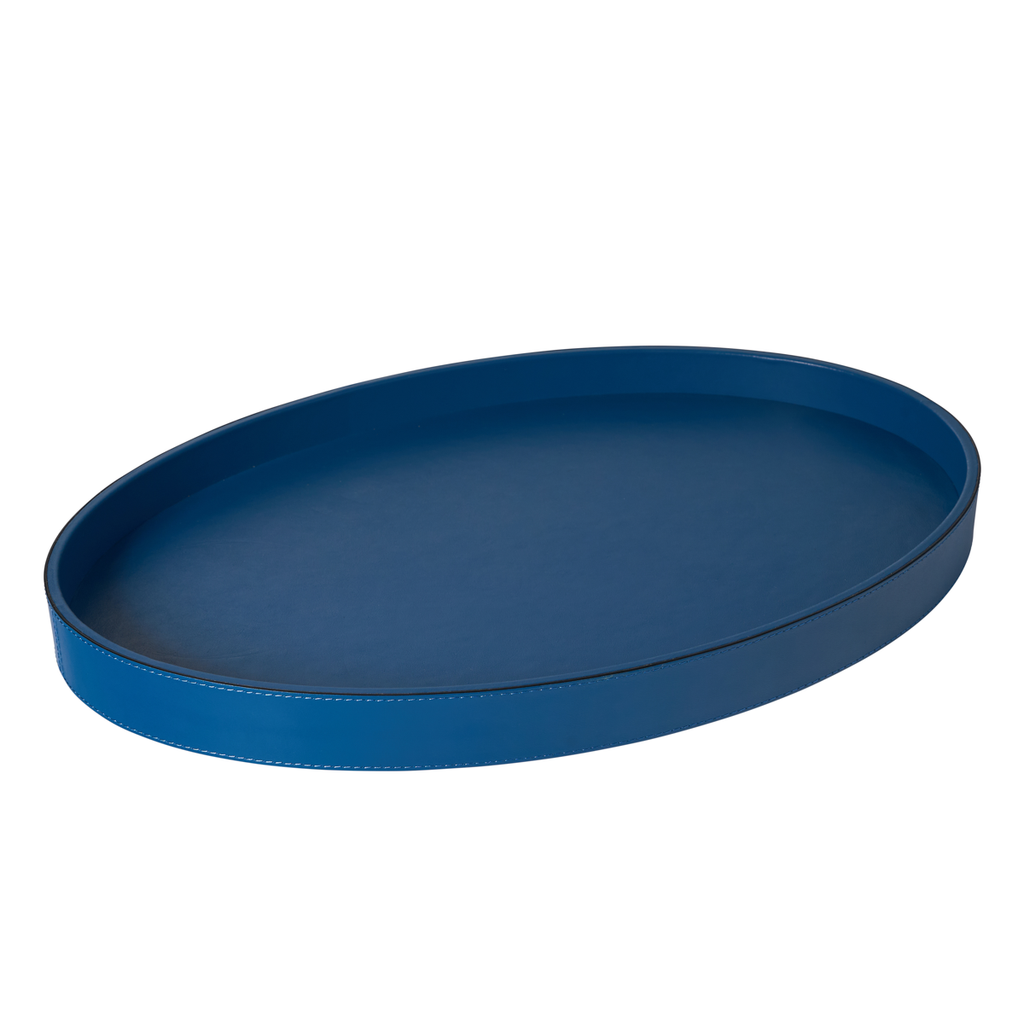 Italian Leather Polo Oval Tray by Giobagnara