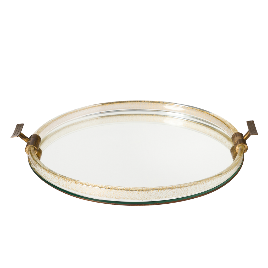 Murano Adventurine Mirrored Oval Tray