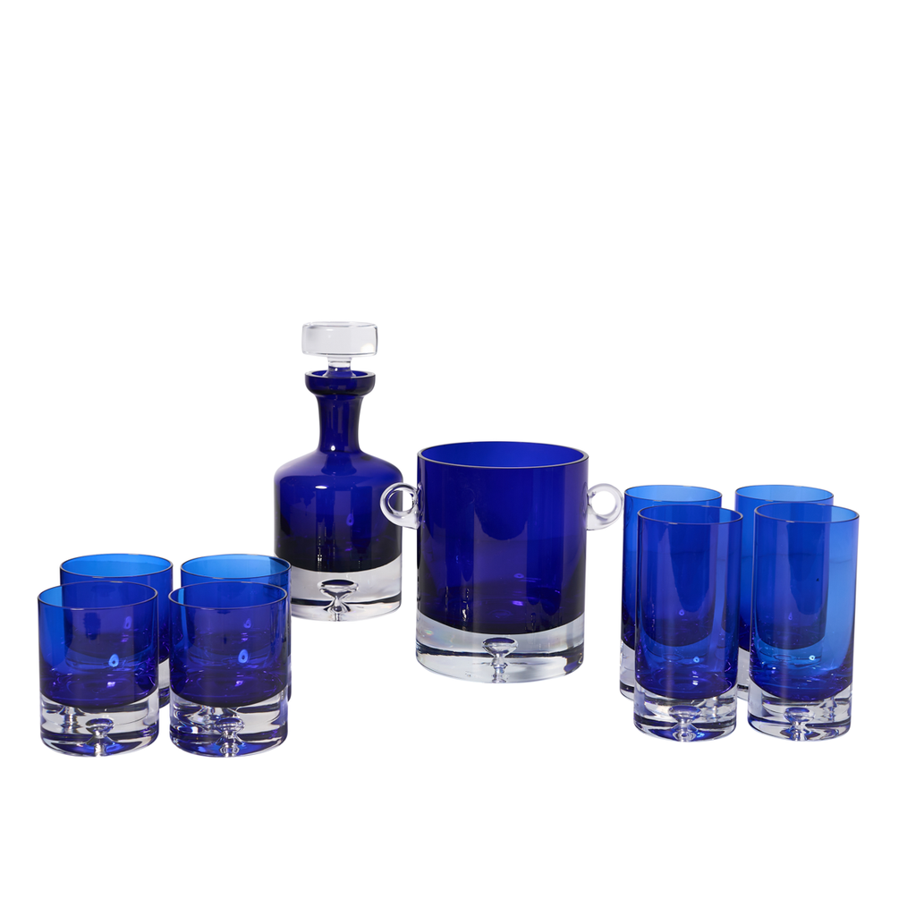 Cobalt Block Crystal Cocktail Set - Set of 10