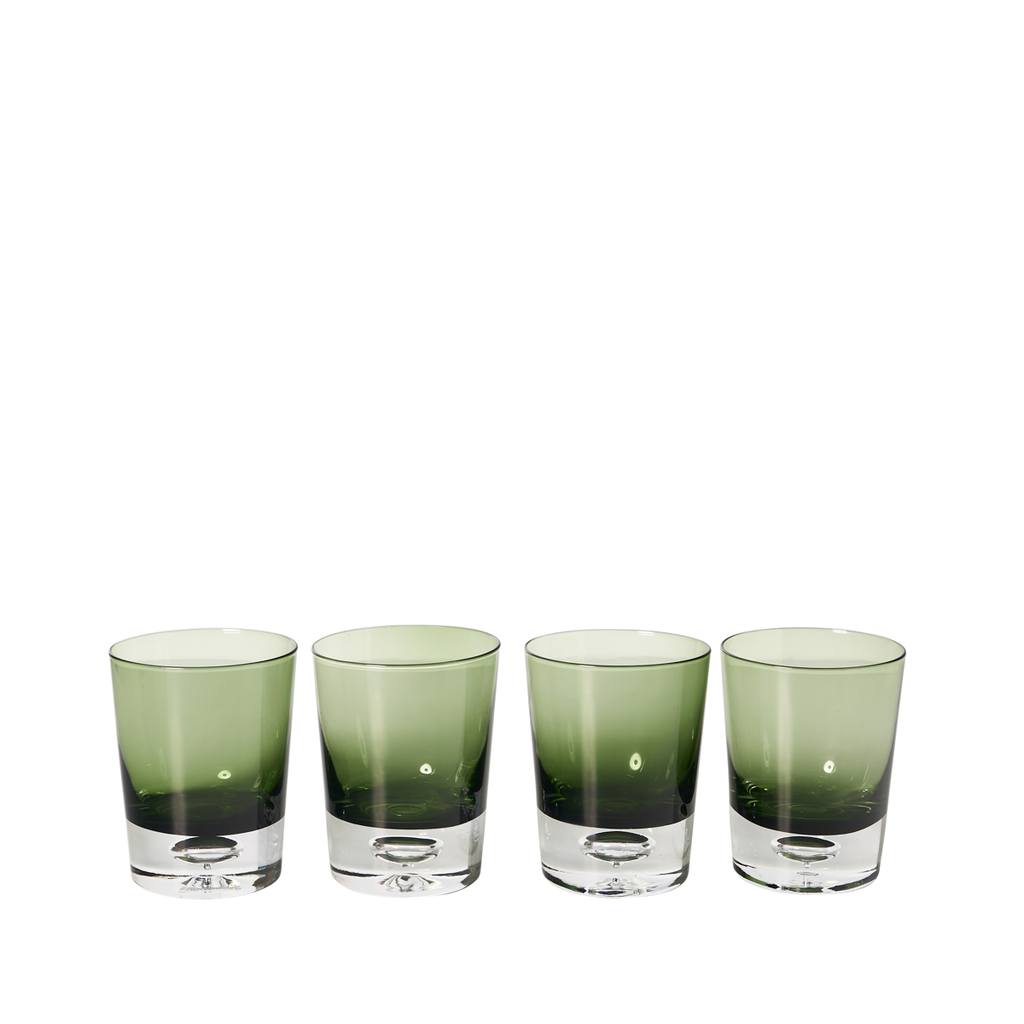 Green Block Crystal Lowball Glasses - Set of 6