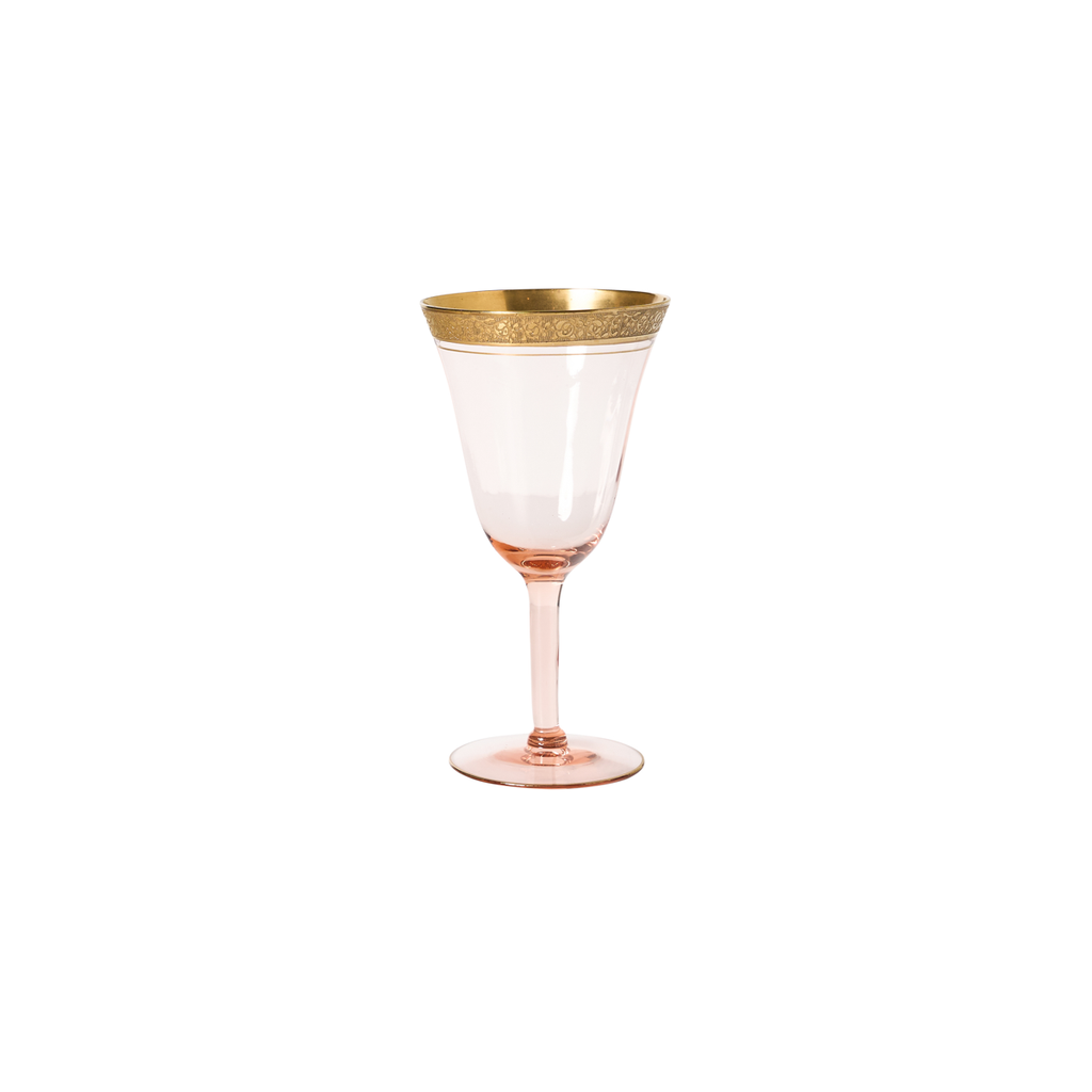 Gold Gilt Wine Glasses in Blush - Set of 6