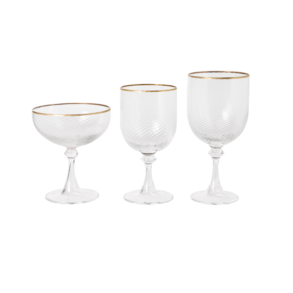 Murano Stemware, Champagne Coupe by Nason Moretti,  Single Gold - sets of 6