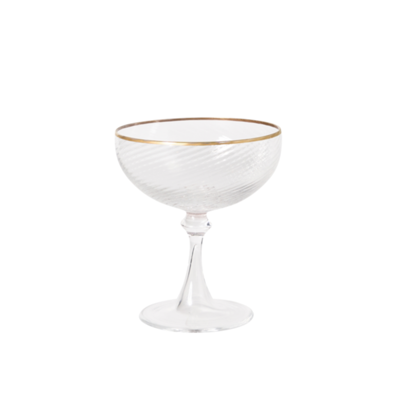 Murano Stemware, Champagne Coupe by Nason Moretti,  Single Gold - sets of 6