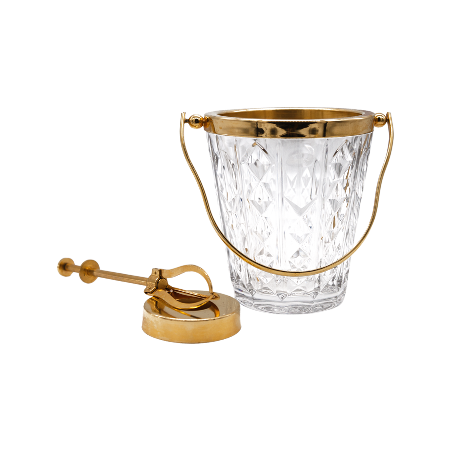 Crystal COCKTAIL SHAKER With 24K Gold-plated Mounting and Cut Decor 