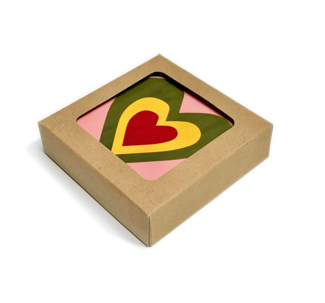 Heart Cork-Backed Coasters in Mixed Colours by Summerill & Bishop