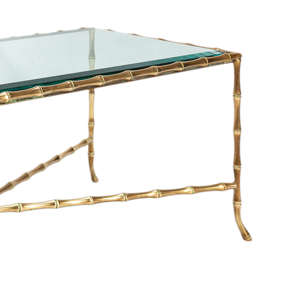 Vintage Faux Bamboo Brass Coffee Table, 1970s