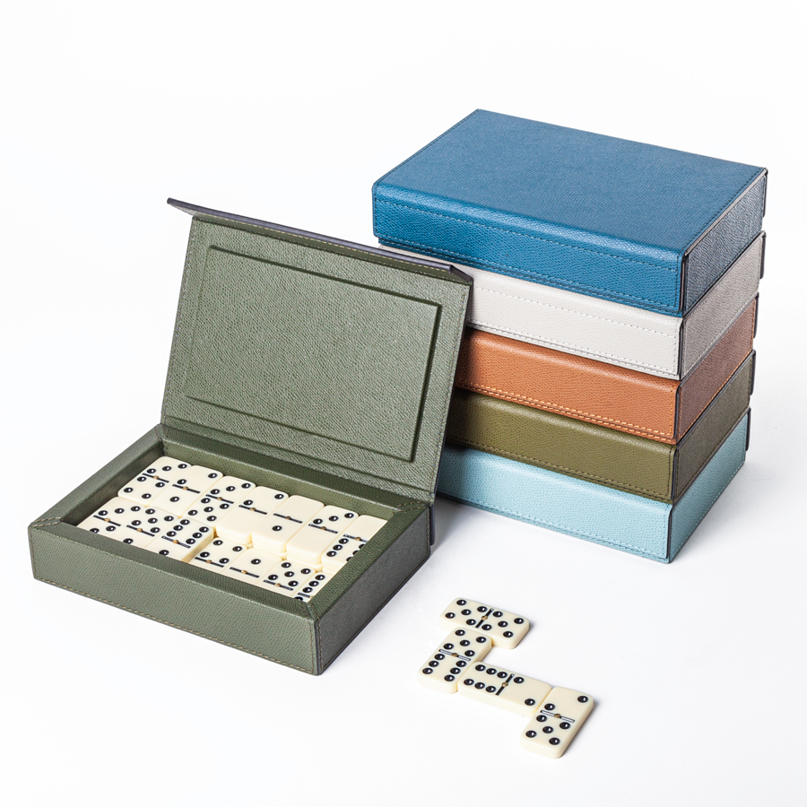 Green Parma Leather Dominoes Set by Giobagnara